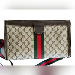 GUCCI Web Supreme Coated Canvas Crossbody or Clutch Bag, Authentic